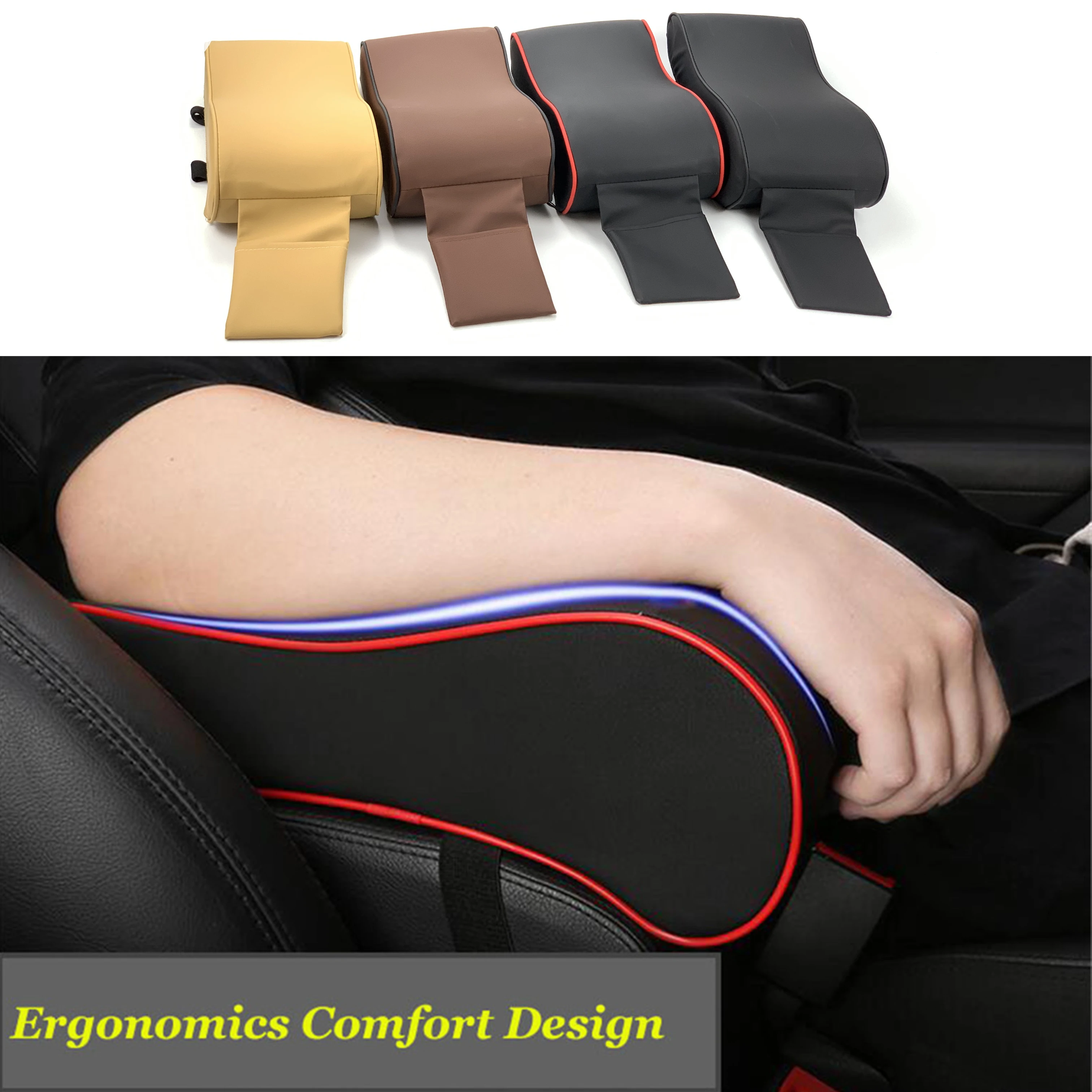 LMLY Car Center Console Pad for Nissan,Auto Armrest Seat Box Cover Protector Carbon Fiber Leather Design Decoration Car Armrest Cushion Compatible with Nissan All Series Auto 