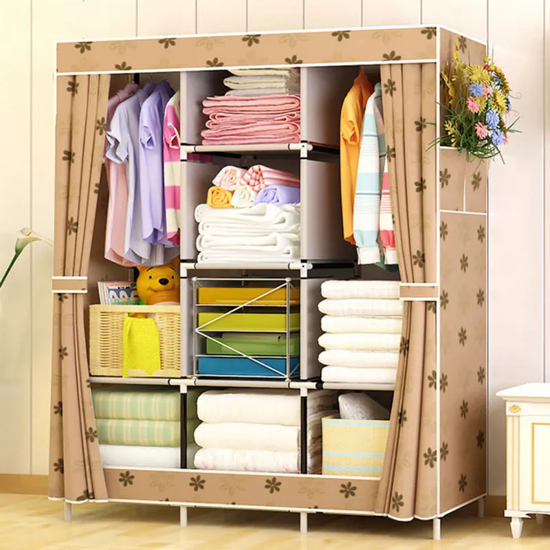 الحديثة الحد الأدنى قماش متعدد الاستخدامات دولاب من القماش للطي الغبار خزانة تخزين الملابس DIY الجمعية خزانة الأثاث