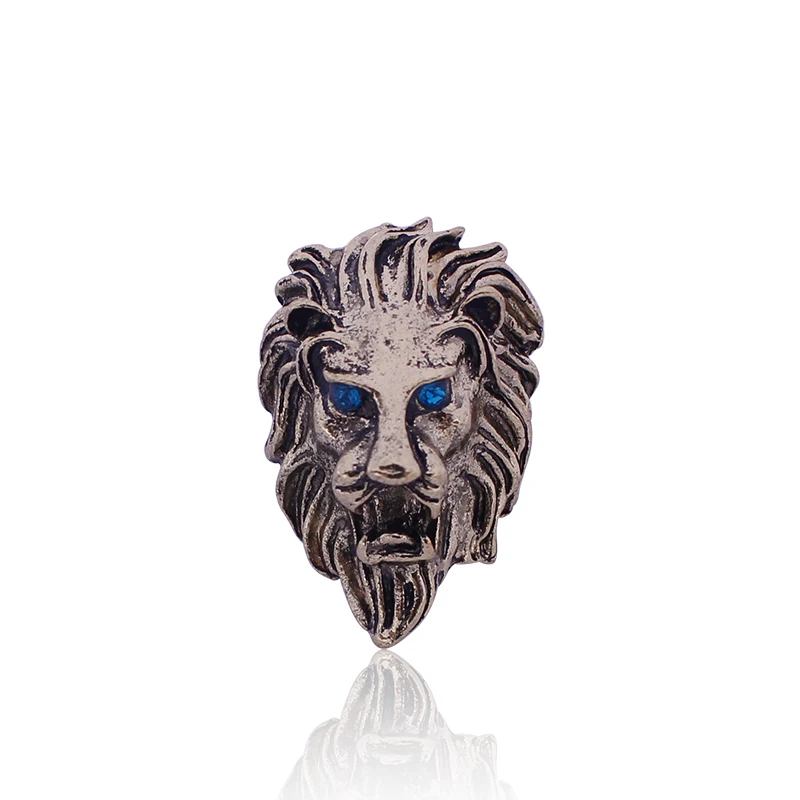 

Vintage Blue Rhinestones Eyes Lion Head Ring Gothic Punk Animal Rings Unisex Steampunk Women Men Biker Jewelry anillos mujer
