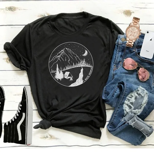 

Funny Camping Shirt I Hate People Camping Lovers T-Shirt Graphic Tee funny unisex i hate people slogan grunge tumblr tees tops