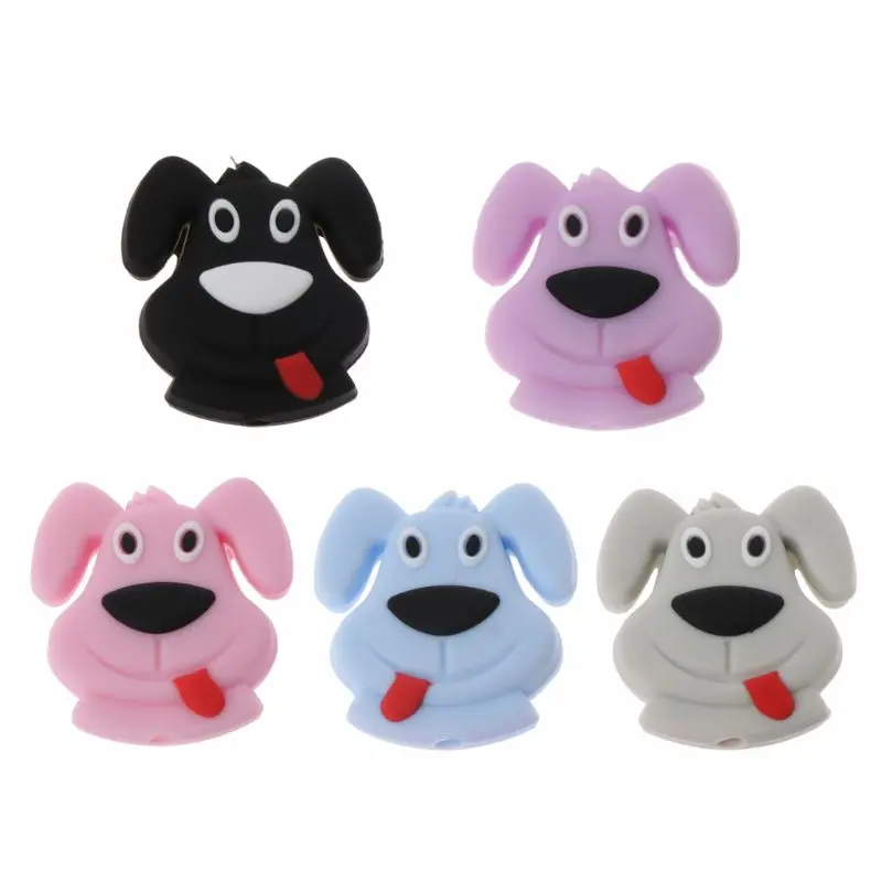 5 цветов Силиконовые Прорезыватели для зубов мини Собака еда класс BPA бесплатно DIY зубные кольца для детей подарки свободные бусины Детские