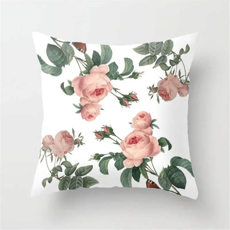رمي وسادة غطاء الوسادة زهرة مصنع مكتب قطني وسادة وسادة أريكة كيس وسادة غطاء لغرفة المعيشة الديكور