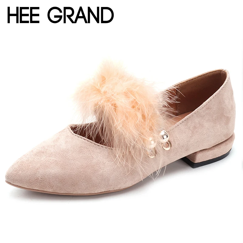 

HEE GRAND Faux Fur Suede Women Pointed Toe Loafers Platform Flats Casual Sip On Ladies Flock Shoes Woman 3 Colors XWD6923