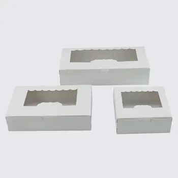 

10pcs/lot White / Brown Baking Food Packing Boxes Party Favor Kraft Cookies Biscuit Storage Paper Boxes Chocolate Candy Gift Box