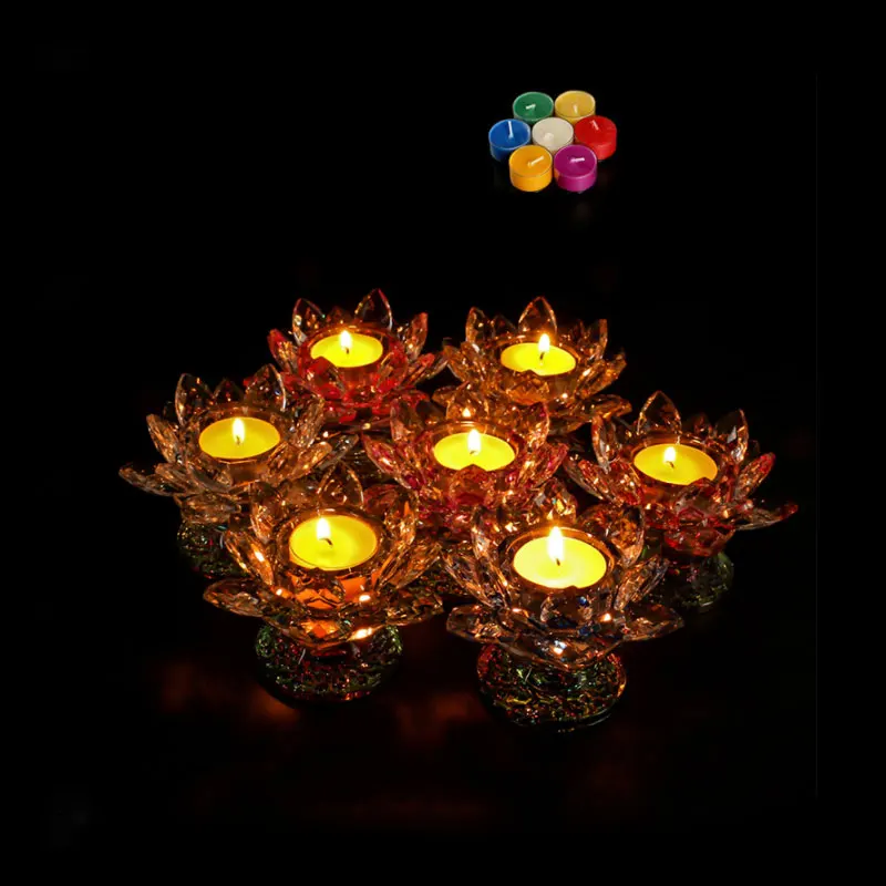 Crystal Lotus Candlestick Tealight Holders 7 colors