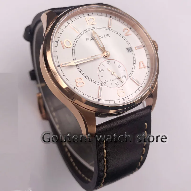 

42mm parnis White dial auto date Rose ST1731 Automatisch Movement men's Watch