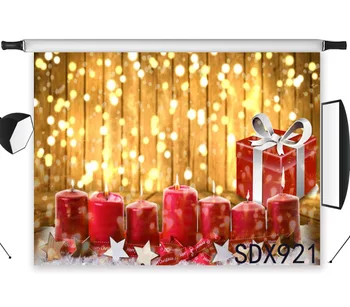 

LB Polyester & Vinyl Christmas candle Gift Led twinkle Light Photography Backdrop For Studio Photo Props Photographic Background