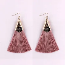 6 cor do vintage boho seda borla peixe gancho gota brincos 2019 fã forma azul franja brincos para mulheres moda étnica jóias