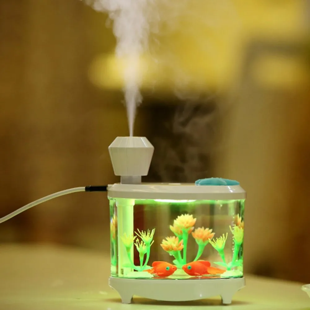 USB LED Light Humidifier Fish Tank Aquarium Shaped Air Diffuser