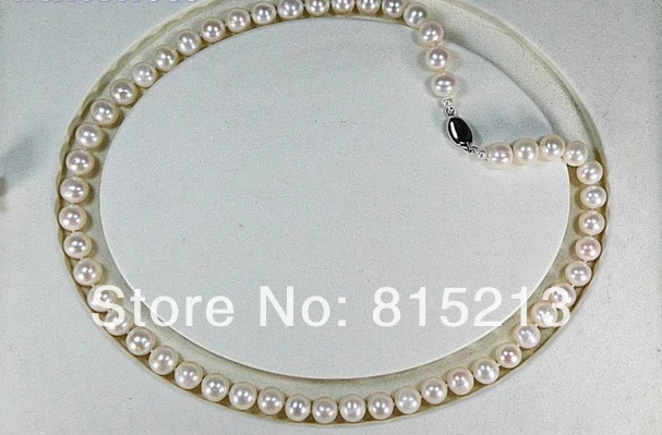 

ddh001196 Genuine Japanese AAA+ 7.5-8mm fine round white akoya pearl necklace silver 17
