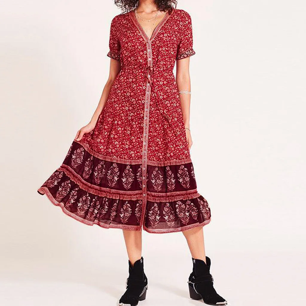 Женское длинное платье Boho модное летнее пляжное большого размера для вечеринки