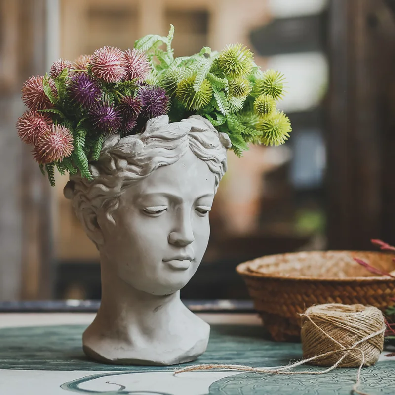 Creative portrait cement flower pot Venus goddess statue flower