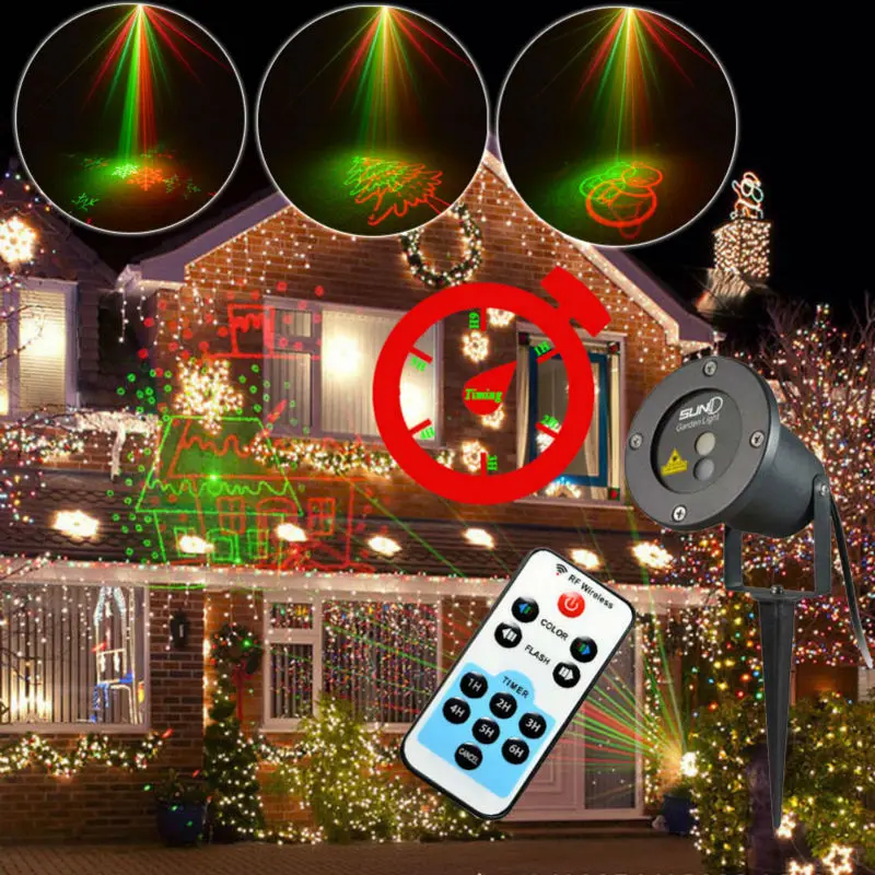 rg snowflake projector light remote control 8 patterns christmas snowflake light projector