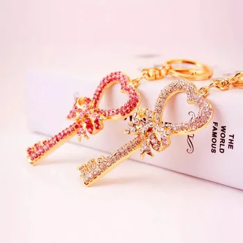 

free shipping 30pcs/lot "key to your heart" rhinestone key keychain purse hanger wedding bridal showers party gifts souvenirs