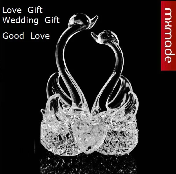 

Conjoined Love Gift Swan Crystal Wedding Gift Transparent Glass Crafts Wedding Gift