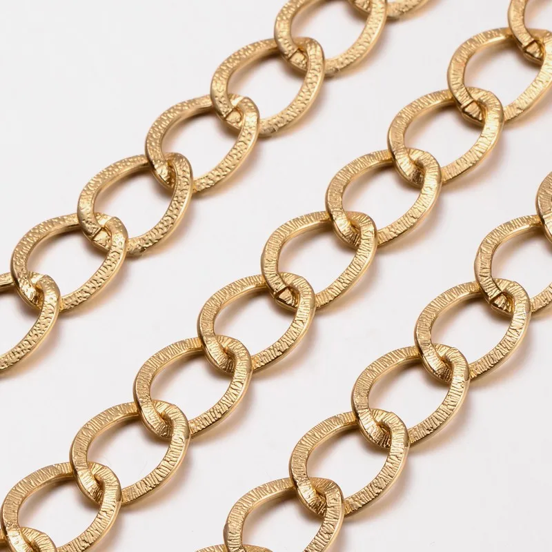 

10m Aluminium Twisted Chains Curb Jewelry Making DIY Design Stringing Necklace Link Chains, Silver Color, Link: 20x15x1.8mm