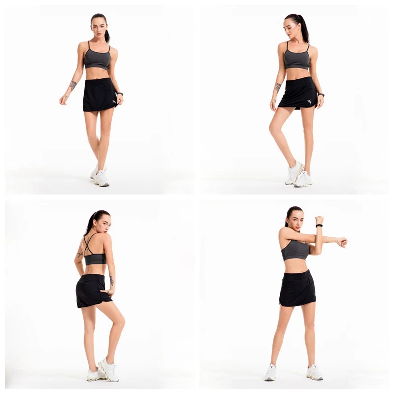 Women's Active Athletic Skort Lightweight Skirt With Pockets Quick Dry Pencil Skirts With Shorts Inner For Running Tennis Golf W