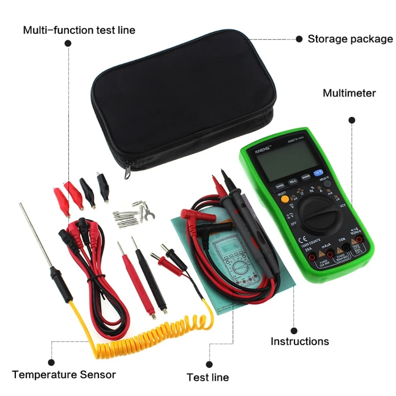 

AN870 19999 Counts True-RMS Auto Range Digital Multimeter AC/DC Voltage Meter