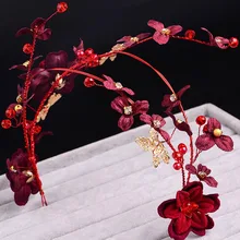 Бургундия диадема роскошные женские великолепные бусина винно-красный цветок элегантная Свадебная Корона невесты головные уборы тиары из страз подарок