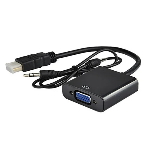 Perlinta HDMI в VGA с аудио кабелем адаптер, позолоченный Высокоскоростной 1080P конвертер «Папа-мама» для ПК ноутбука - Цвет: Черный