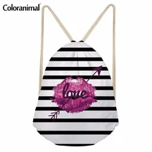 Coloranimal Для женщин Повседневное строка плеча рюкзак полосатый шнурок Сумки красные Средства ухода за губами узор молодежи Обувь для девочек небольшая книга Сумки