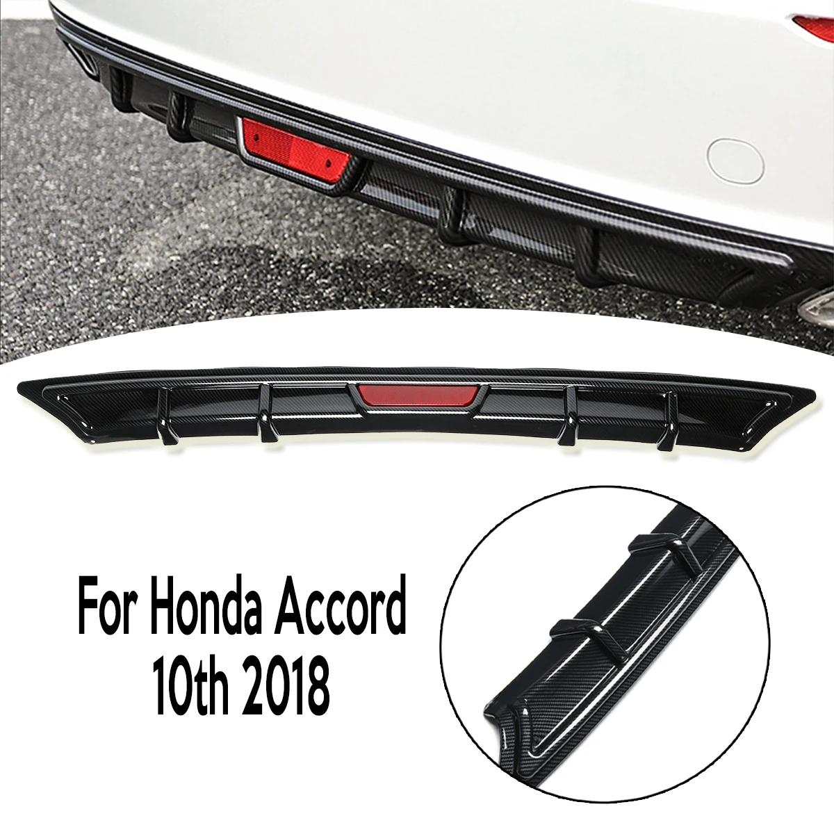

Rear Bumper Lip Diffuser Garnish Body Kit Auto Exterior Parts Black Skirt Spoiler for Honda for Accord 10th 2018 Car Bumper