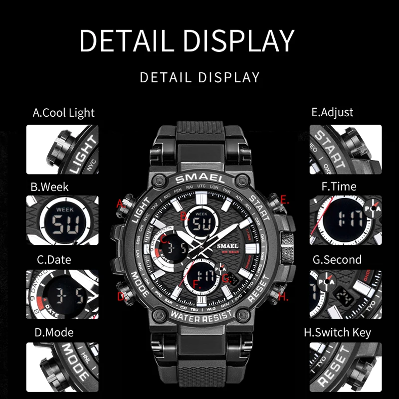 Men Military Watch 50m Waterproof Wristwatch LED Quartz Clock Sport Watch Male relogios masculino 1