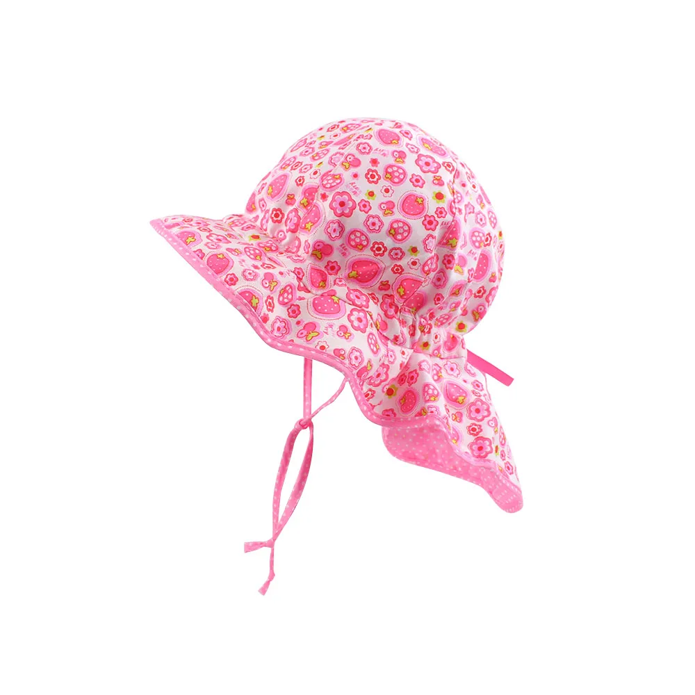 Floral Print Baby Sun Hat Infant Toddler Girls Summer UV Protection Cap withWide Brim and Neck Guard Ultra-Thin Breathable Cool (4)
