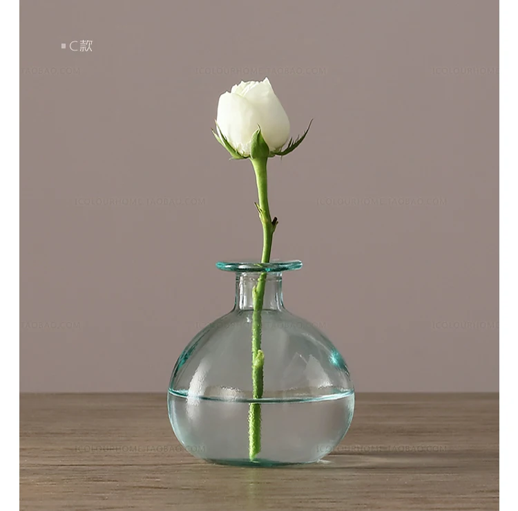 Современный креативный стиль Простота стеклянная ваза прозрачная украшение дома Современное домашнее декоративное стекло ваза цветы