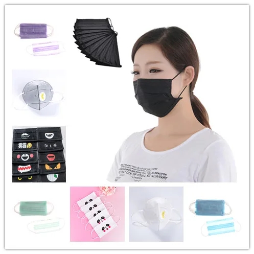 

20/10/5P/1PCS Disposable Mouth Mask Flower Printing Cartoon Anti-dust Face Non-woven Mouth-muffle Medical Mask
