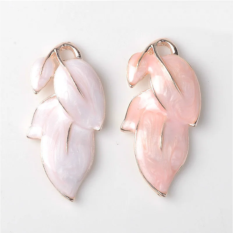 

20 PCS 39*19mm Leaves Fashion Metal Alloy Enamel Leaf Pendant Charm For DIY Jewelry Making