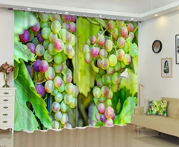 

Grape print Luxury Modern 3D Blackout Window Curtain Drapes For Living room Bed room Hotel Wall Tapestry Cortinas para sala
