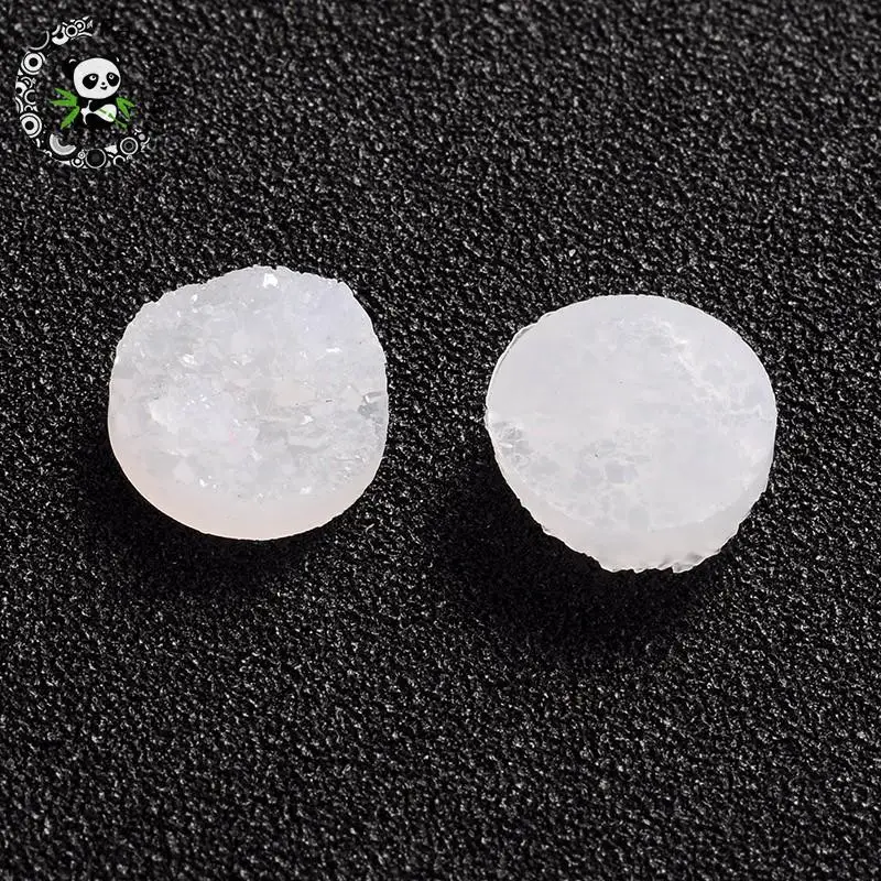 

300pcs White Rocky Turbid Coruscant Druzy Resin Cabochons, Flat Round, about 12mm in diameter, 5mm thick.