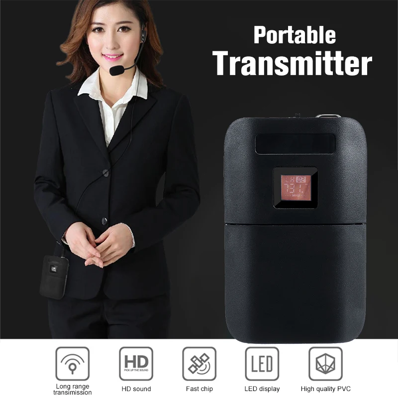  Multifunctional Dual Channel UHF Wireless Microphone System Head-mounted Mic Receiver Transmitter f - 4000013169390