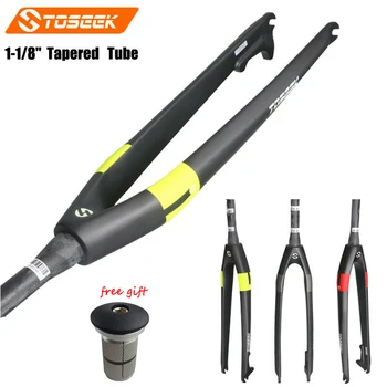 

TOSEEK 26/27.5/29er Bicycle Carbon Fork MTB 1-1/8 3K Tapered Forks Mountain Bike Rigid Tapered Disc Brake Spring Fork