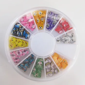 

2017 New Arrival 3d Fimo Nail Art Animal Wheels Cute Popular Nail Decorations DIY W021