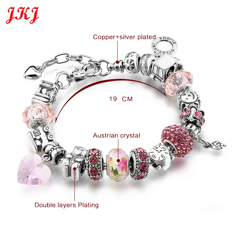 SPECIAL OFFERS Buy SPECIAL PRICE JKJ Silver Plated 925 Crown Beads Key
Crystal Love Heart Charm Bracelet Fits For Women DIY Jewelry Gifts
Limited