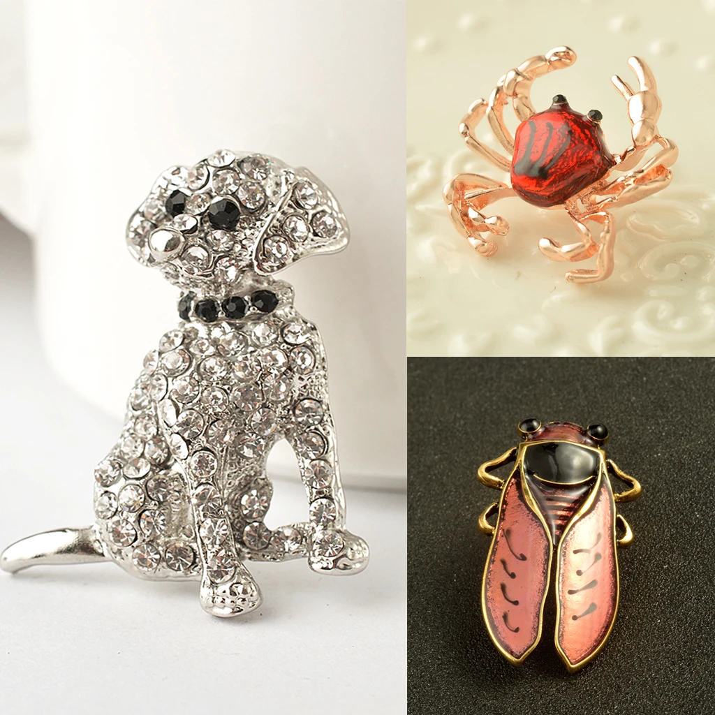 Women Girls Crab Cicada Dog Animal Insect Brooch Pin Wedding
