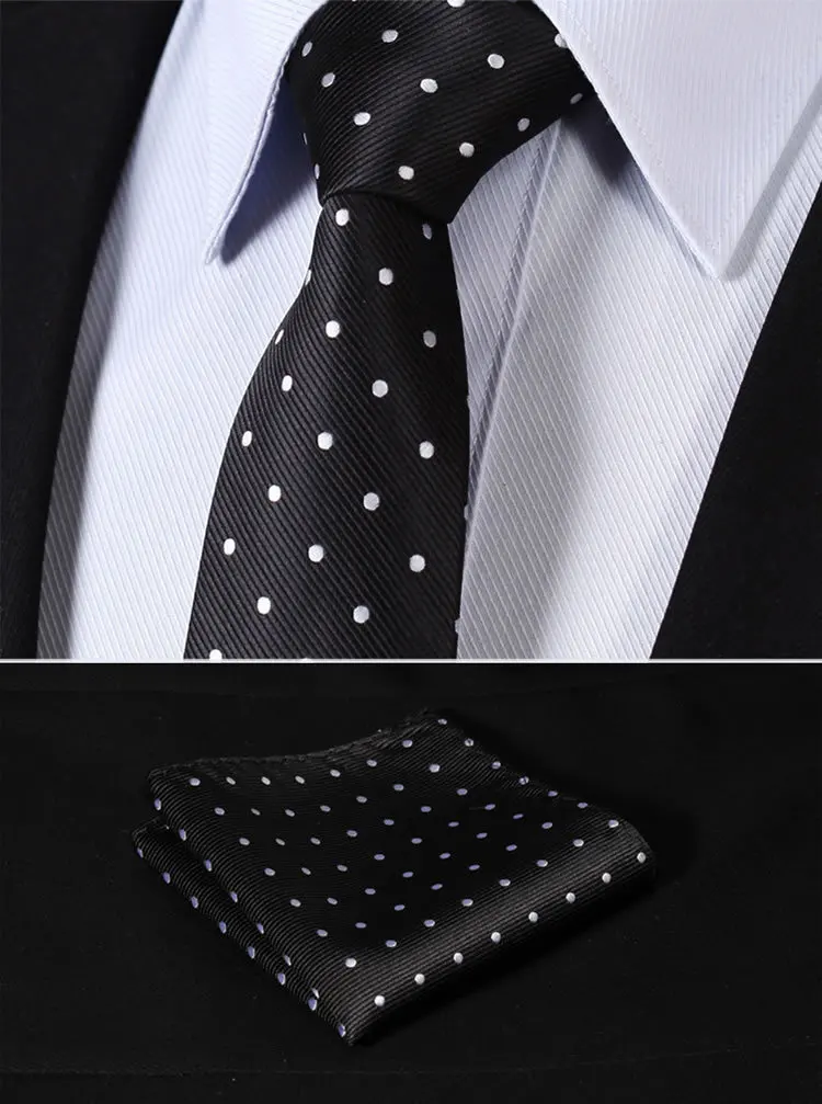 TD1004L7 Black White Polka Dot 2.75" 100Silk Woven Slim Skinny Narrow