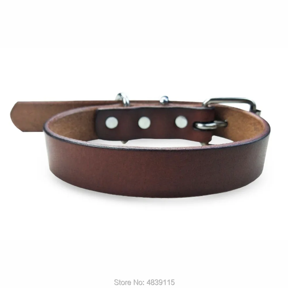 10pcs/lot Cowhide Pet Dog Collars Brown Strong Pet Collars for Large Dogs Wholesale