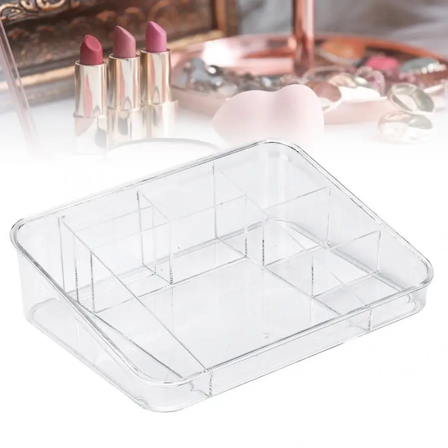 

transparent Clear Acrylic Large Desktop Cosmetic Storage Box Transparent Acrylic Organizer Multi-grid Jewelry Display