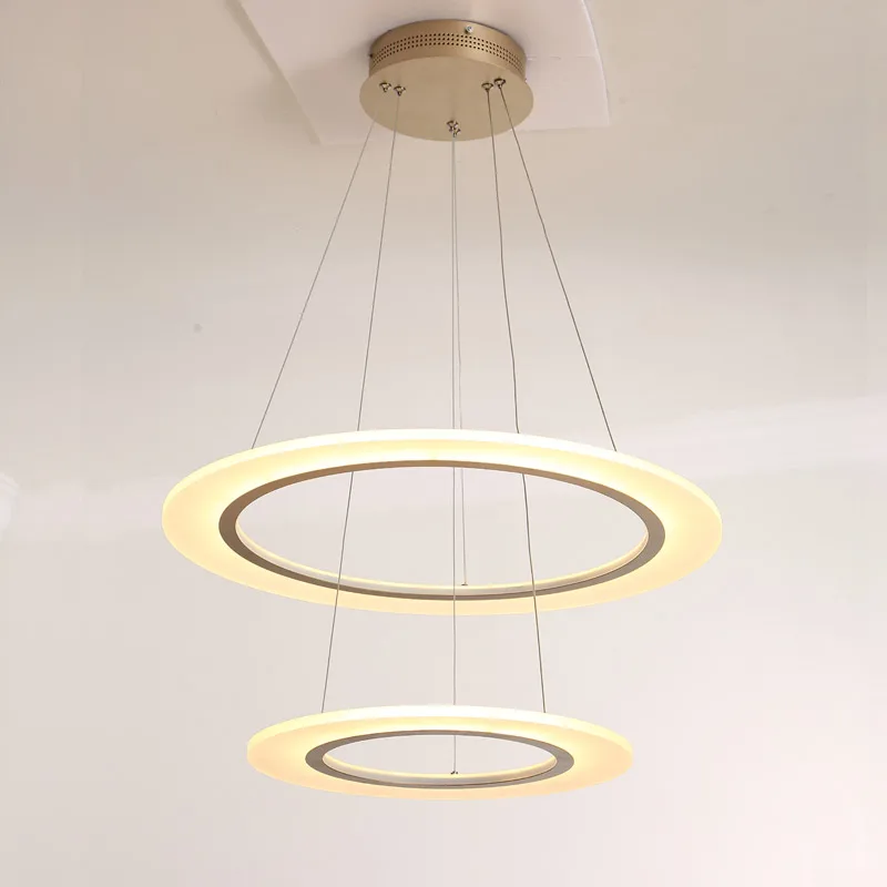 

Modern 3 Ring Led Pendant Light Kitchen Living Room Dining Room Hanging Rope Lamp Acrylic Lampshade Gold Home Lighting Fixtures