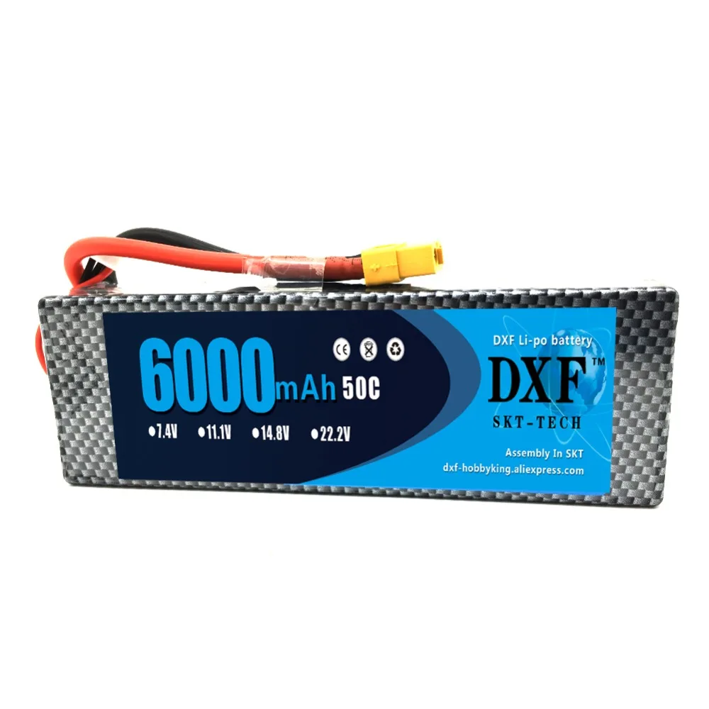 

DXF Lipo Battery RC Parts 2S 7.4V 6000mAh 50C Hard Case AKKU Rechargeable For TRX 1/10 Car Drone Helicopter Boat FPV