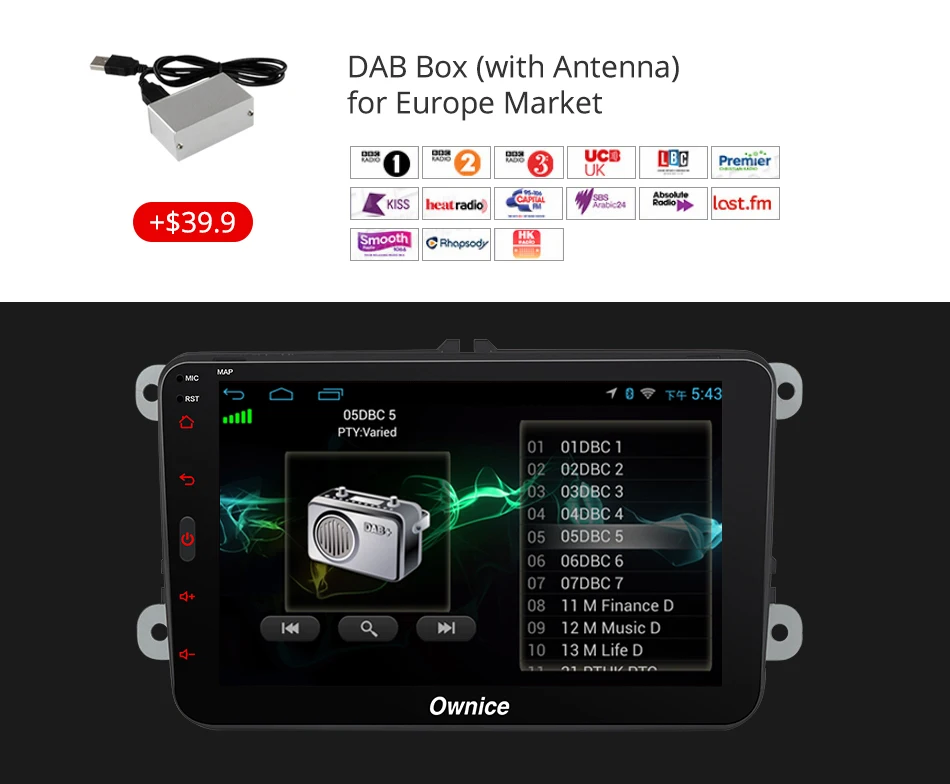 Clearance Ownice 2 Din K1 K2 Android 9.0 Octa Core Car DVD Player For Volkswagen Passat POLO GOLF Skoda Seat 4G LTE Nerwork 32GB ROM 48