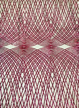 

African Lace Fabric 2019 Embroidered Nigerian Laces Fabric High Quality French Tulle Lace Fabric Gold Line Sequins Women Dress