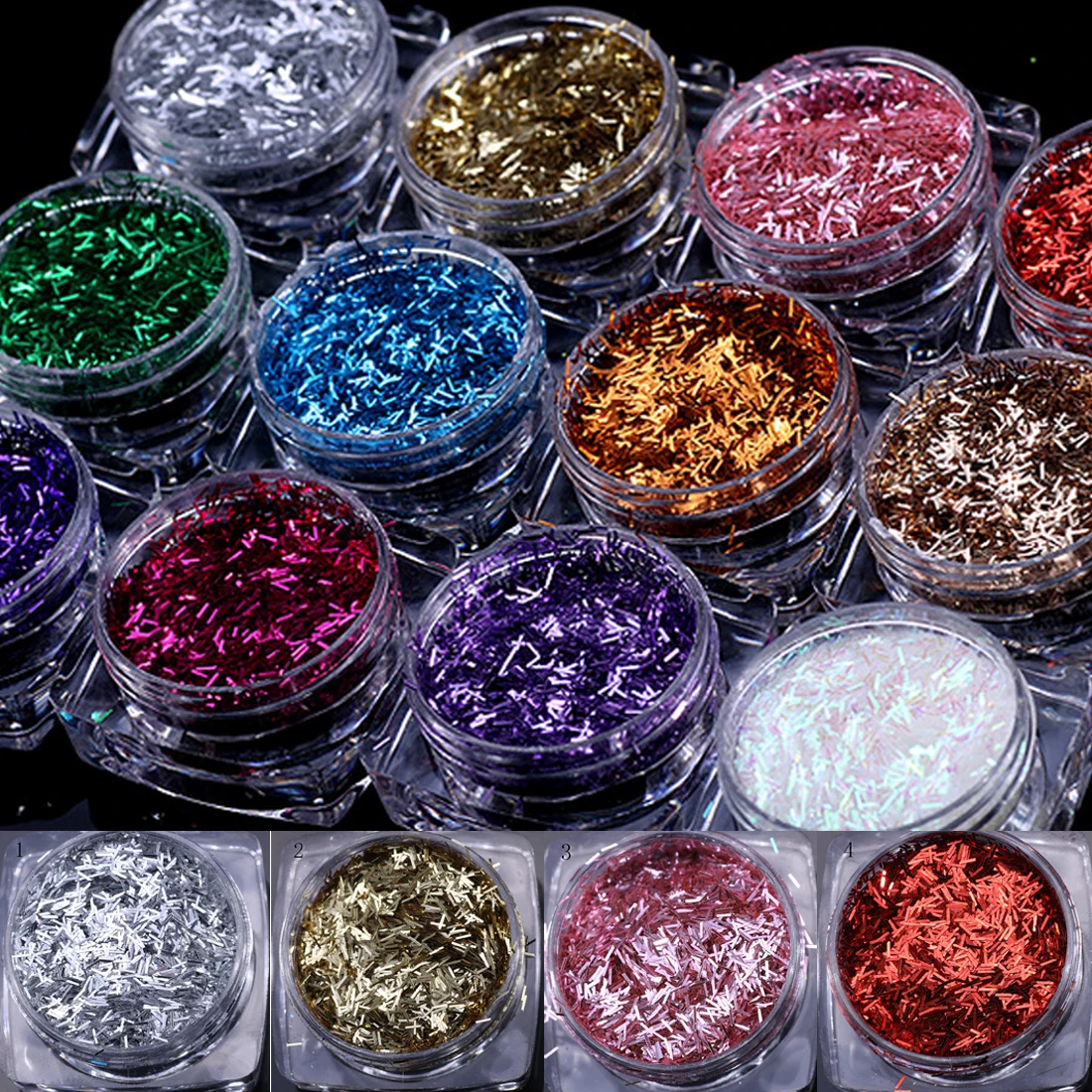 

Striped Flakes Manicure Nail Art Decoration 12 Colors Stripe Shape Nail Sequins 1g Colorful Stripe White Glitter Paillette