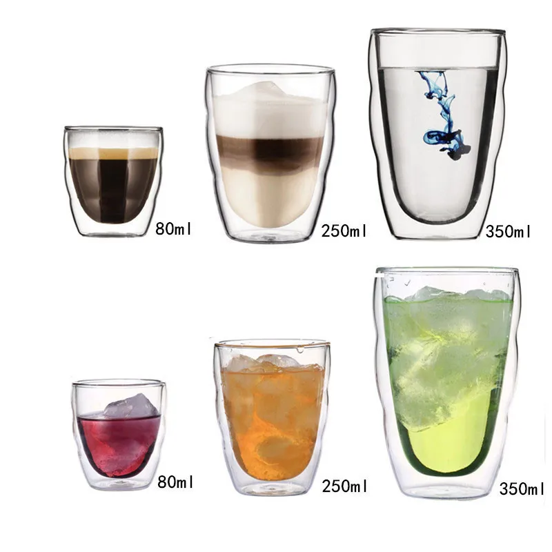  Handmade Heat Resistant Double Wall Glass Mini Tea Drink Cup Healthy Drink Mug Lemon Tea Coffee Cup Insulated Glass1