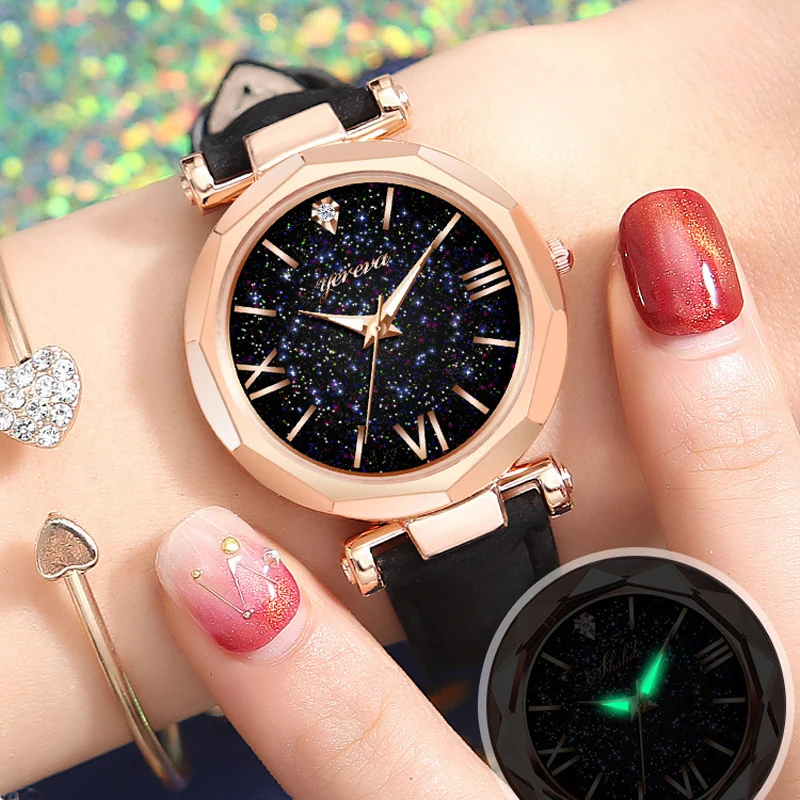 

New Fashion Women's Starry Sky Watches Women Dress Watch For Ladies Casual Leather Quartz Wrist Watch Reloj Mujer