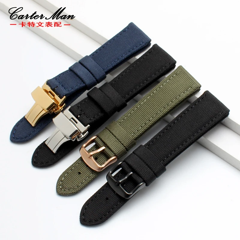 

nylon+genuine leather watchband for brand with butterfly buckle 18mm 20mm 22mm 24mm Sports strap