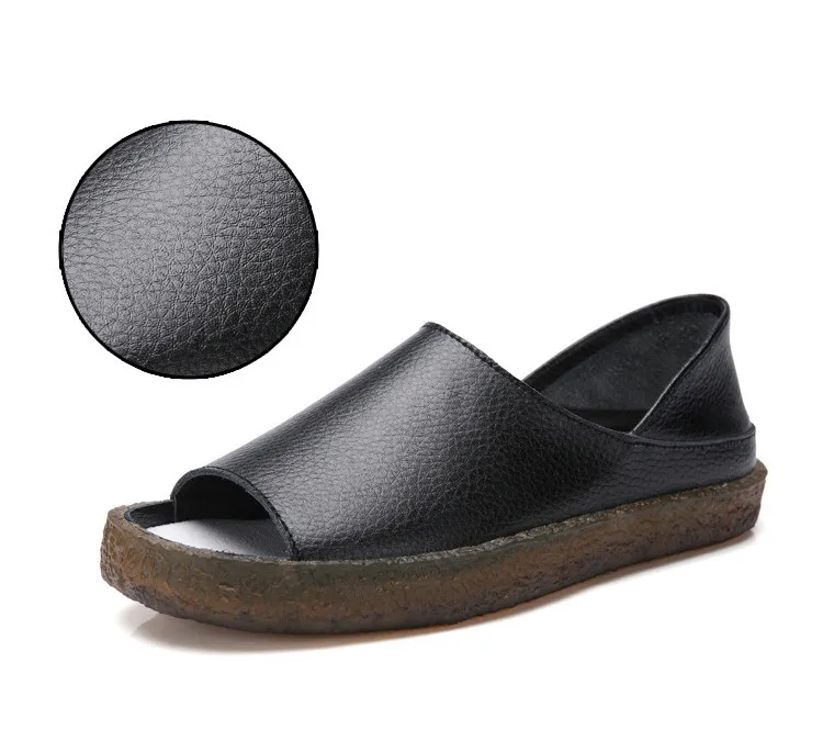 QJ Y035-Fashion 2019 Fisherman Shoes Women Cut Outs Genuine Leather Woman Summer Sandals-12